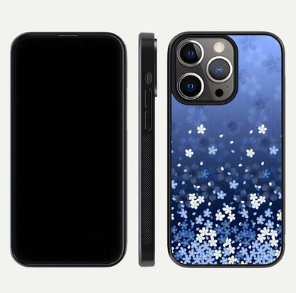 Blue Starry Glass Case for iPhone 13 Pro dual-view layout showing star spread and smooth edge shine