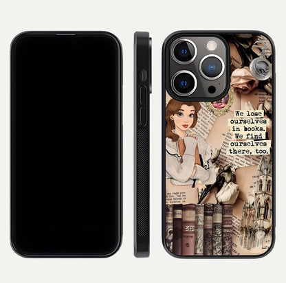 Bookish Dream World Glass Case for iPhone 13 Pro dual-view layout displaying colorful fantasy print and edge finish