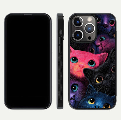 Cosmic Cats Dreams Glass Case for iPhone 13 Pro dual-view layout displaying HD print and glossy shine