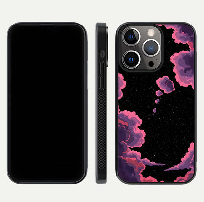 Cosmic Cloud Journey Glass Case for iPhone 13 Pro dual-view layout displaying celestial tones and edge clarity