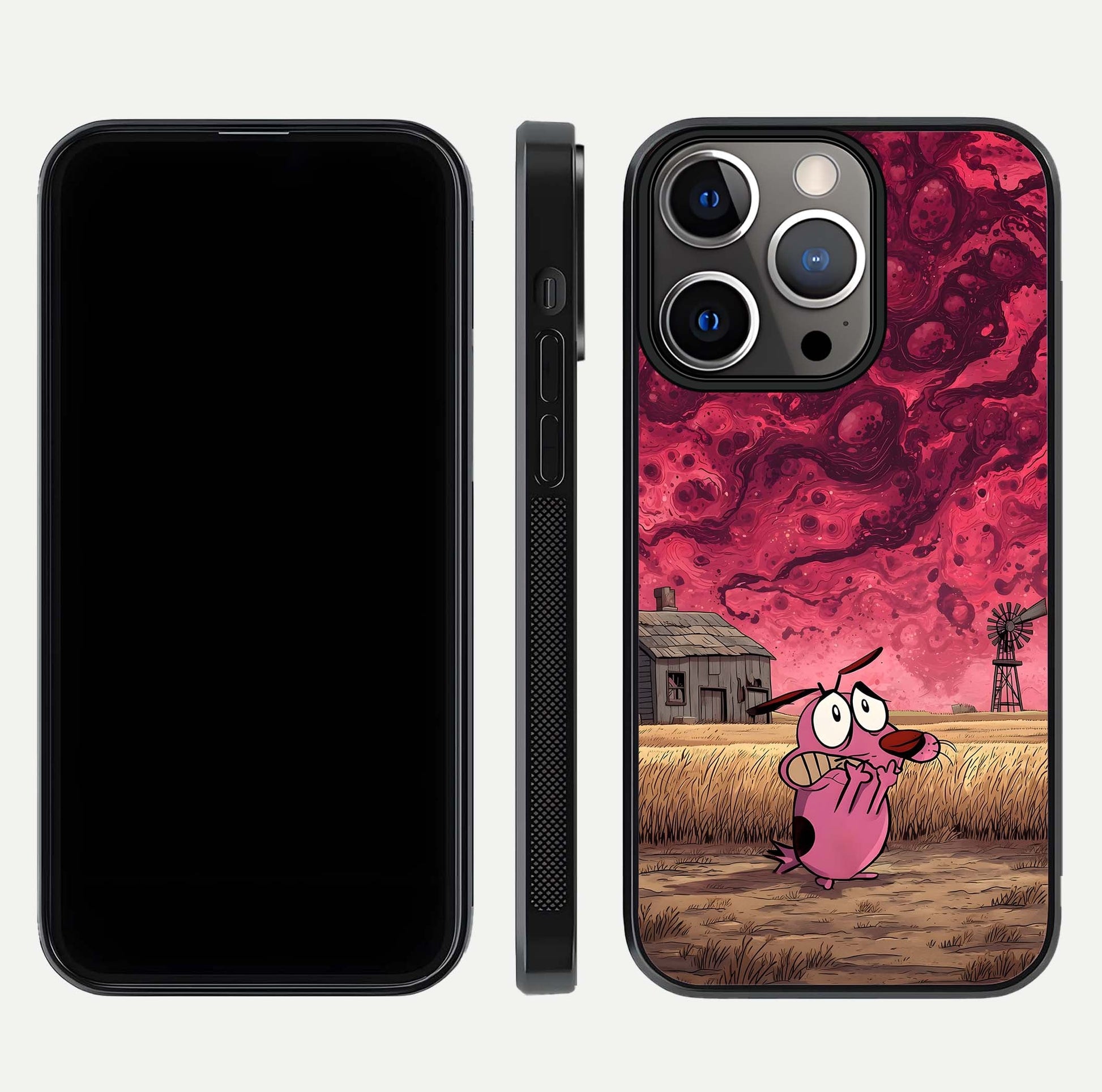Courage Under Sky Glass Case for iPhone 13 Pro dual-view layout displaying text alignment and glass finish