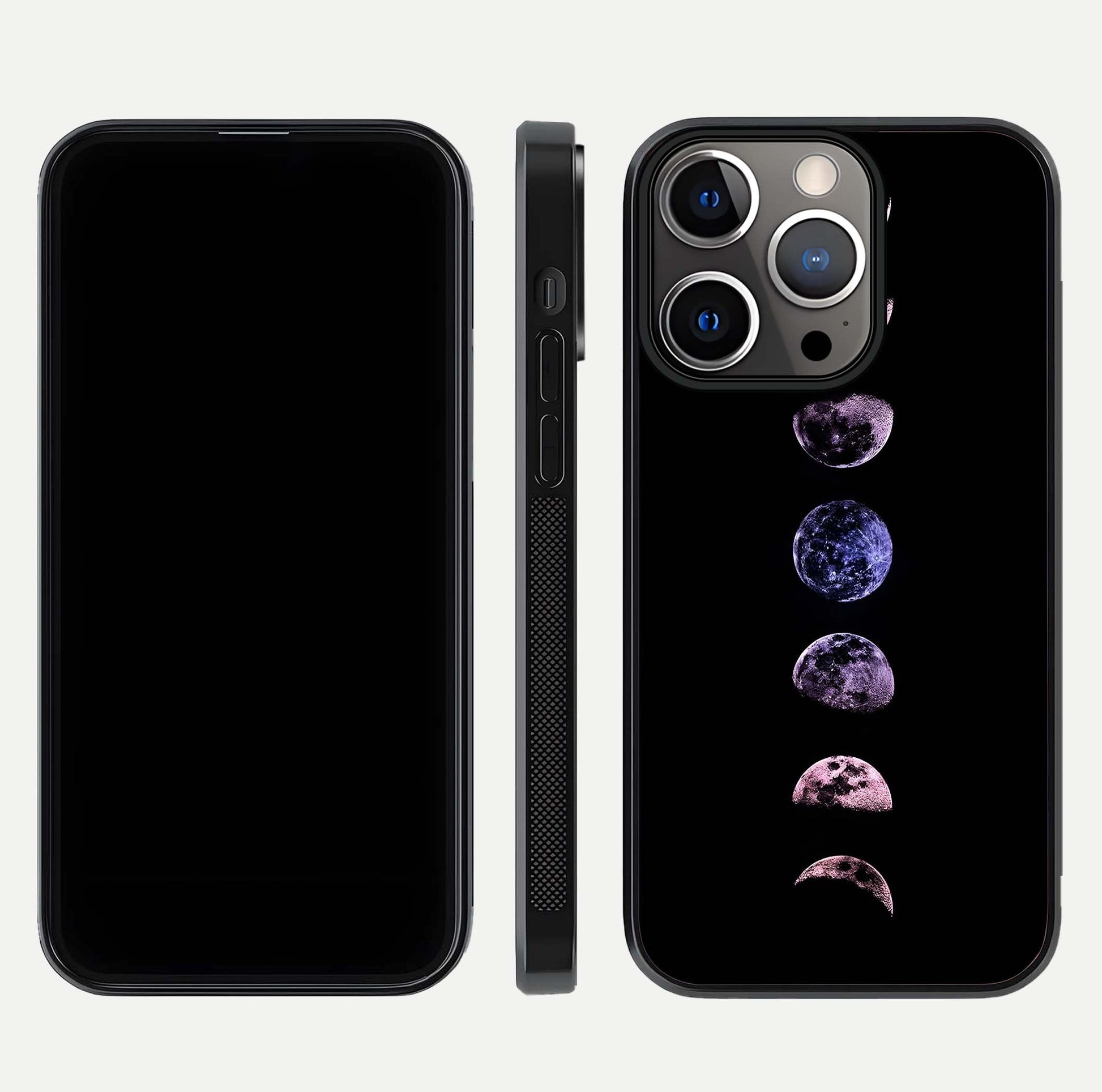 Crimson All Planets Glass Case for iPhone 13 Pro dual-view layout displaying crimson tones and curved edges