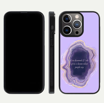 Damned People Quote Glass Case for iPhone 13 Pro dual-view layout displaying modern print and glass clarity