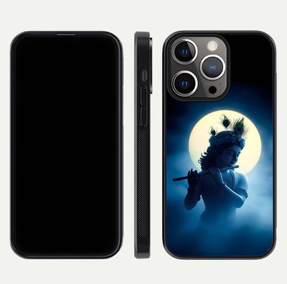 Divine Moon Flute Glass Case for iPhone 13 Pro dual-view layout displaying soft night tones and curved polish