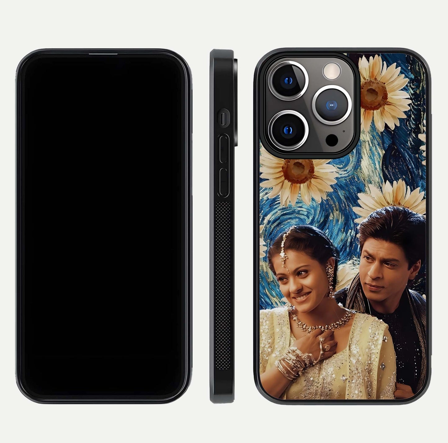 Eternal Love Story Glass Case for iPhone 13 Pro dual-view layout displaying soft hues and smooth glass
