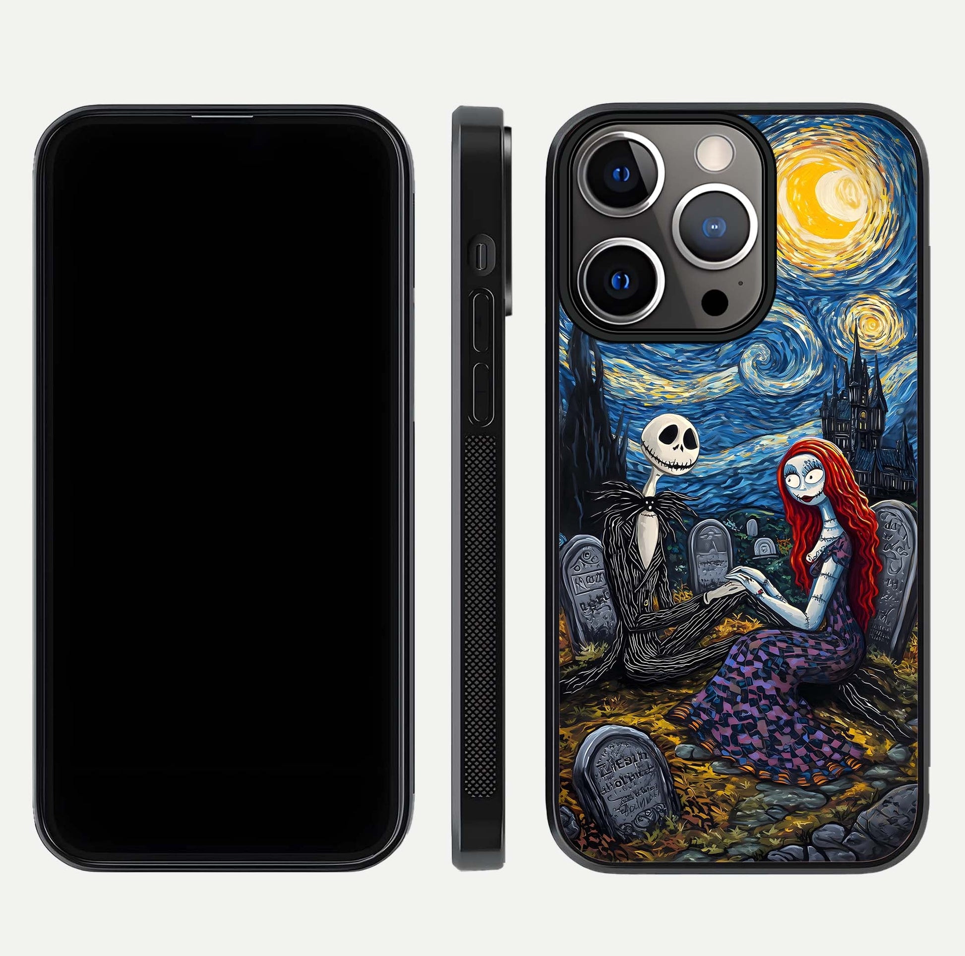Eternal Night Love Glass Case for iPhone 13 Pro dual-view layout displaying HD art and curved polish