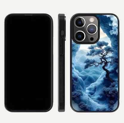 Frozen Serenity Gate Glass Case for iPhone 13 Pro dual-view layout displaying winter theme and smooth curves