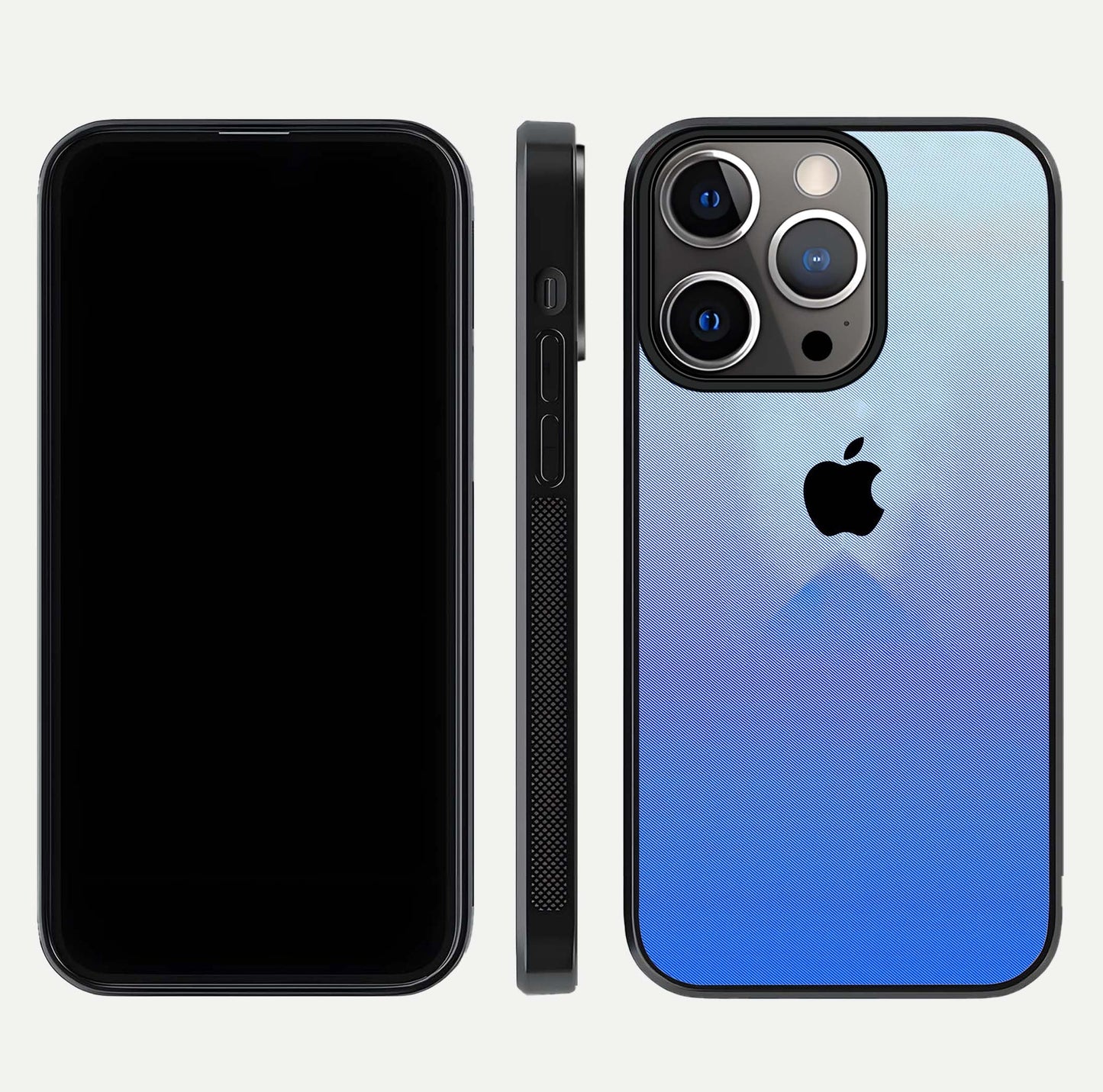 Gradient Apple Vibe Glass Case for iPhone 13 Pro front and back view layout highlighting minimalist Apple design and curved edges
