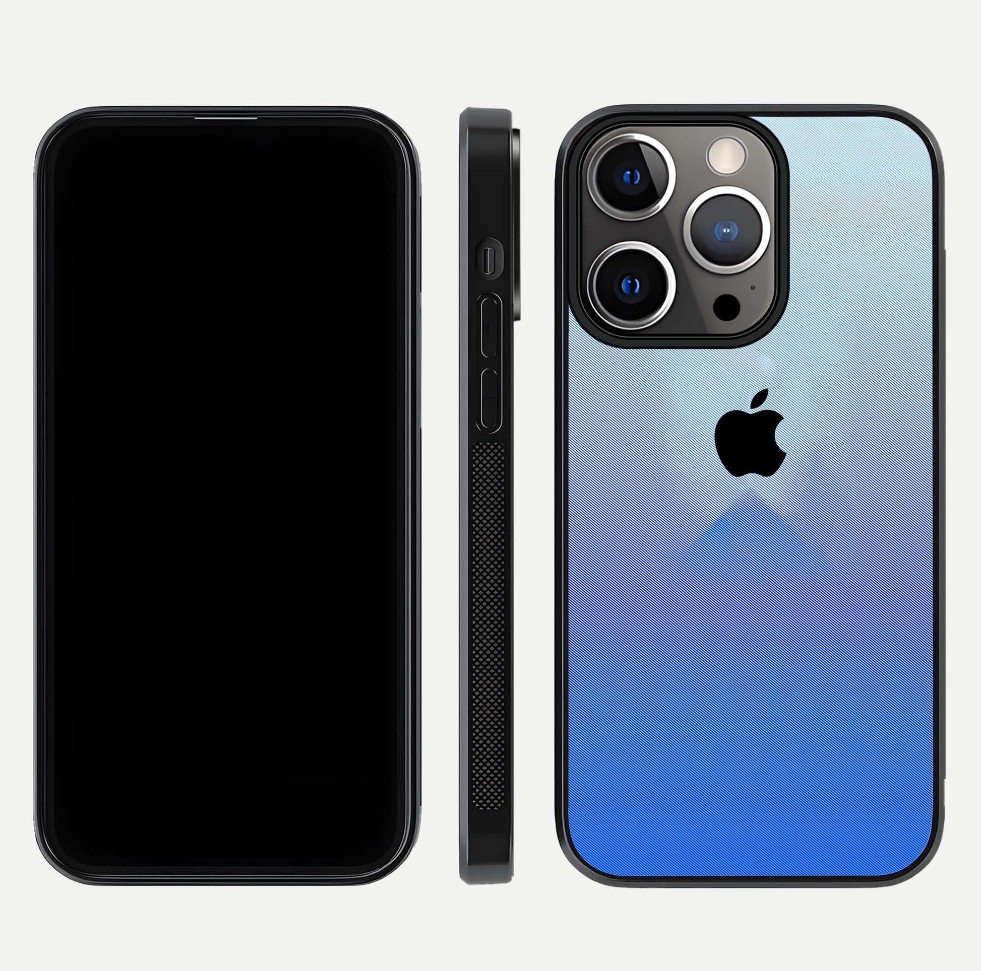 Gradient Apple Vibe Glass Case for iPhone 13 Pro front and back view layout highlighting minimalist Apple design and curved edges