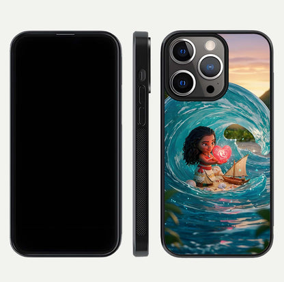 Heart of Ocean Glass Case for iPhone 13 Pro front and back view layout highlighting sea-themed art and curved glass edges