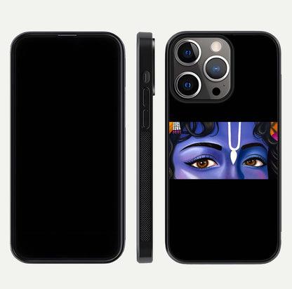 Krishna Eye Glass Case for iPhone 13 Pro front and back view layout highlighting detailed spiritual motif