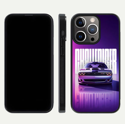 Midnight Muscle Ride Glass Case for iPhone 13 Pro front & back layout with dark automotive tones and edges