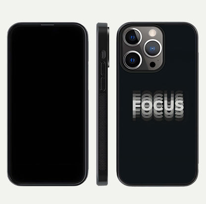 Mono Focus Vision Glass Case for iPhone 13 Pro front & back layout showing clean focus lines and curved edges