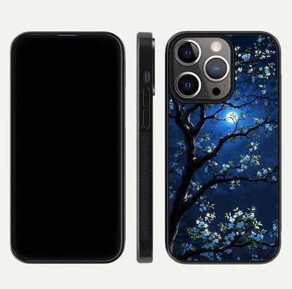 Mystic Floral Night Glass Case for iPhone 13 Pro front & back layout showing elegant floral art and smooth edges