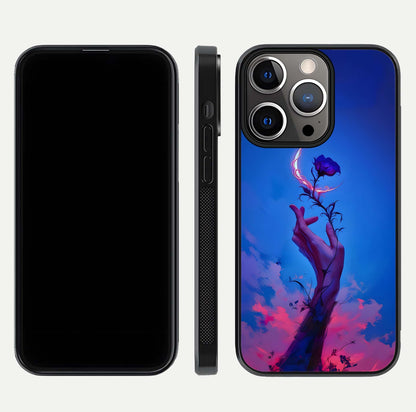 Mystic Hand Glass Case for iPhone 13 Pro front & back layout highlighting mystic design and smooth edges