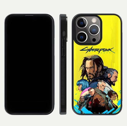 Neon Rebel Genesis Glass Case for iPhone 13 Pro front & back layout highlighting futuristic theme and curves