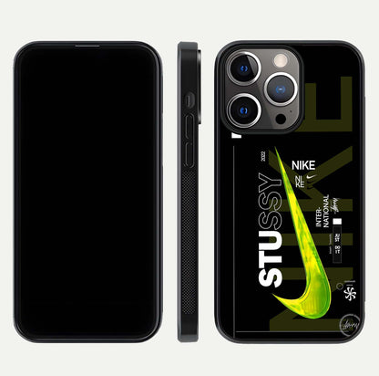 Neon Street Edition Glass Case for iPhone 13 Pro front & back layout highlighting street art vibe and edges