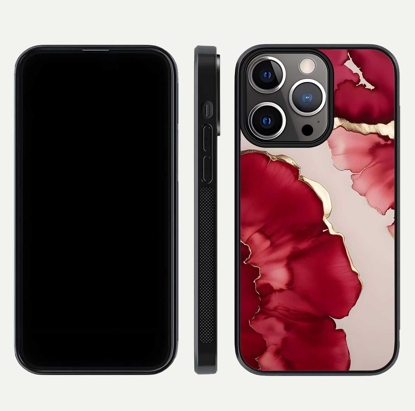 Pink & White Marble Glass Case For iPhone 13 Pro