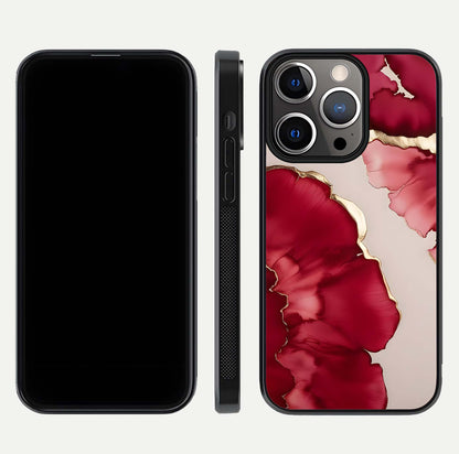 Pink & White Marble Glass Case For iPhone 13 Pro