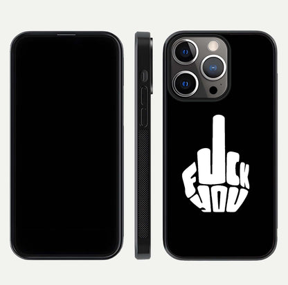 Rebel Mode On Glass Case for iPhone 13 Pro front & back layout showing minimal tone and clean edge fit
