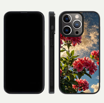 Red Bloom Skies Glass Case for iPhone 13 Pro front & back layout showing soft gradient sky tones and edges
