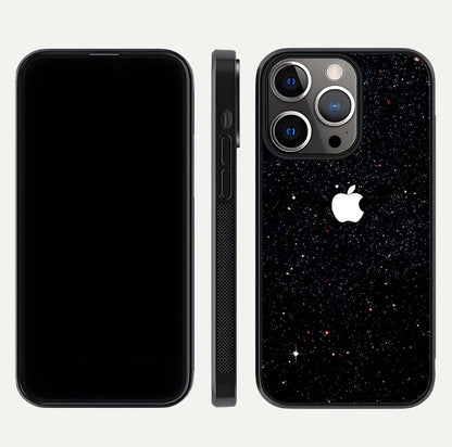 Starry Apple Galaxy Glass Case for iPhone 13 Pro front & back layout showing cosmic tones and sleek edge