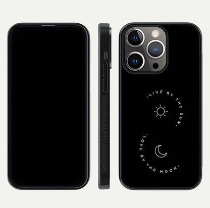 Sun Moon Balance Glass Case for iPhone 13 Pro front & back layout showing smooth gradient and balanced design