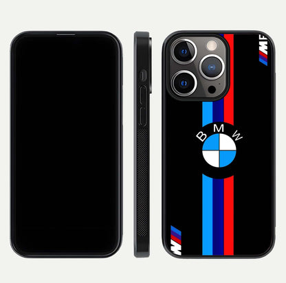 Turbo BMW Beast Glass Case for iPhone 13 Pro front & back layout showing bold design and smooth finish