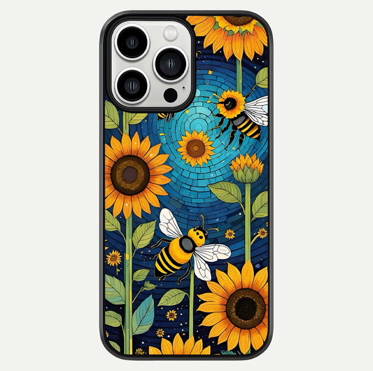 Bees & Sunflowers Glass Case For iPhone 13 Pro Max by Custom World