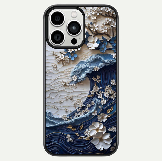 Blossom Wave Art Glass Case For iPhone 13 Pro Max by Custom World