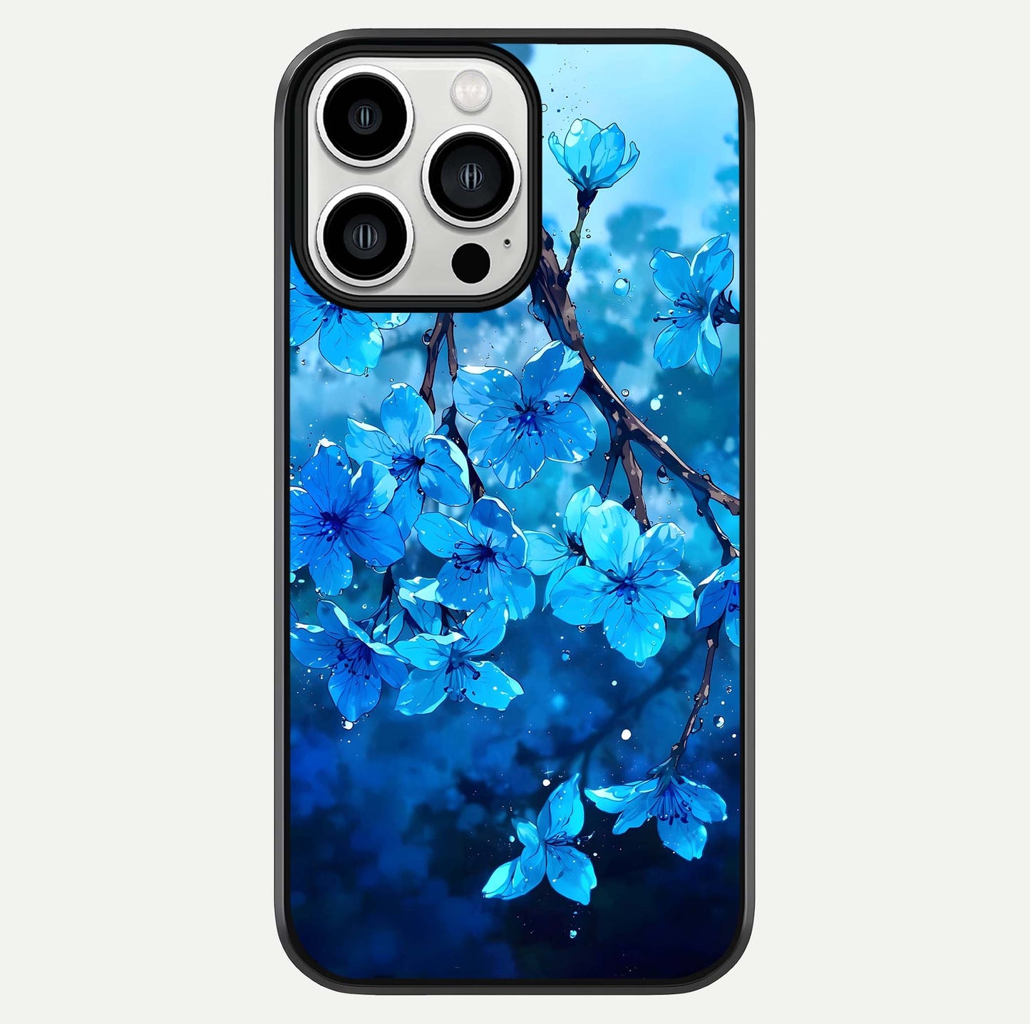 Blue Blossoms Branch Glass Case For iPhone 13 Pro Max by Custom World