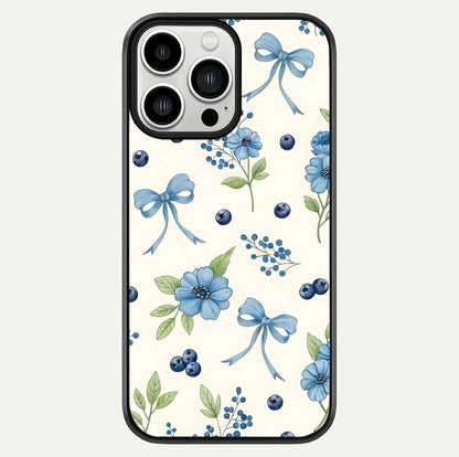 Blue Flower & Bow Glass Case For iPhone 13 Pro Max by Custom World
