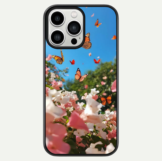 Butterflies In Bloom Sky Glass Case For iPhone 13 Pro Max by Custom World