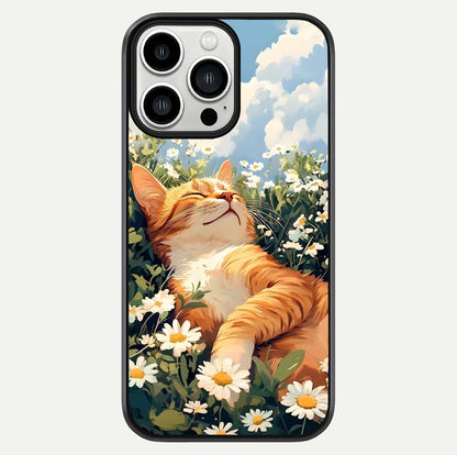 Cat & Flowers View Glass Case For iPhone 13 Pro Max by Custom World