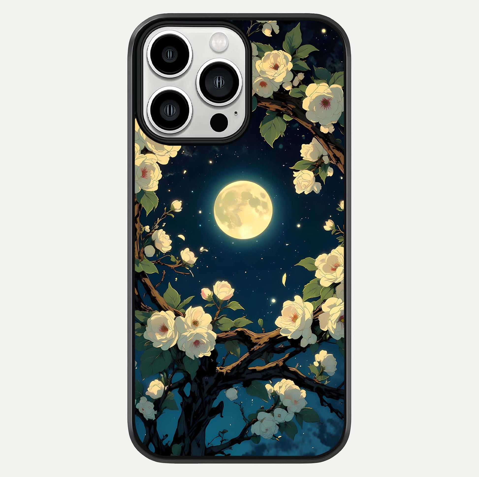 Celestial Moon & Flower Glass Case For iPhone 13 Pro Max by Custom World