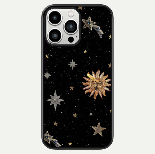 Celestial Moon With Stars Glass Case For iPhone 13 Pro Max by Custom World