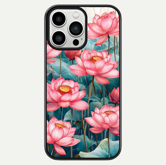 Celestial Pink Lotus Glass Case For iPhone 13 Pro Max by Custom World