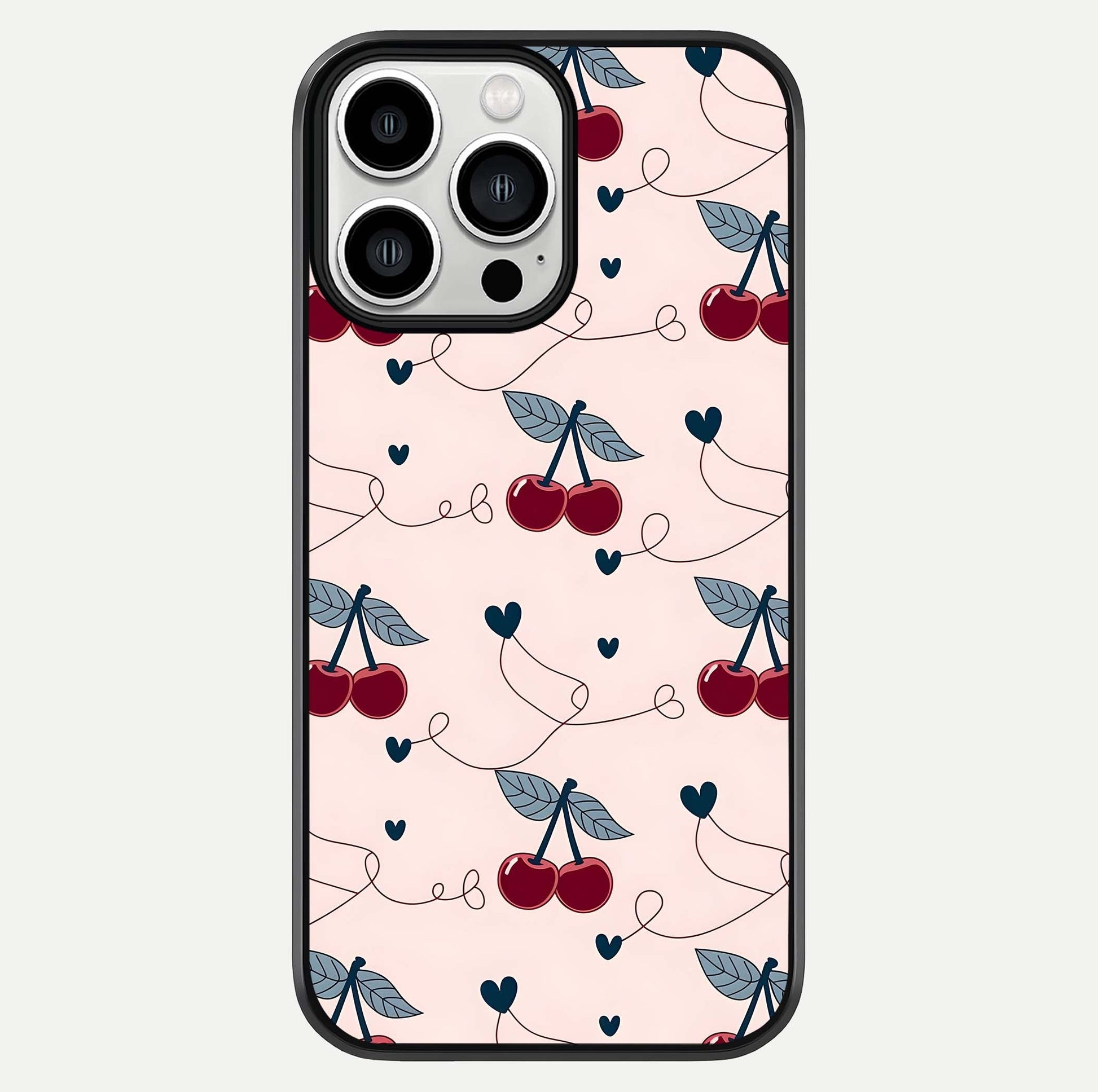 Cherry Heart Line Glass Case For iPhone 13 Pro Max by Custom World