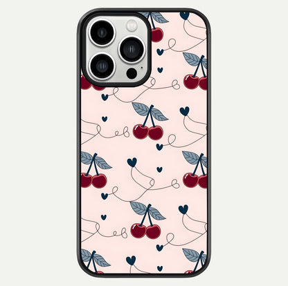 Cherry Heart Line Glass Case For iPhone 13 Pro Max by Custom World