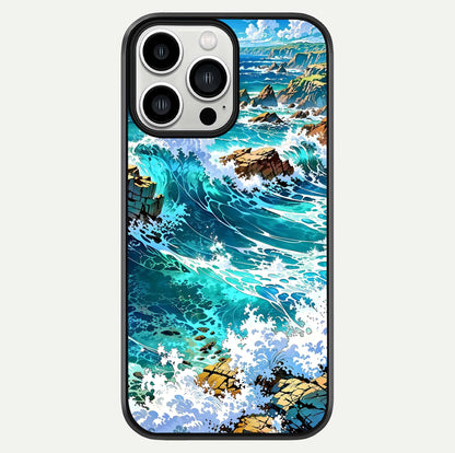 Coastal Blue Waves Glass Case For iPhone 13 Pro Max by Custom World