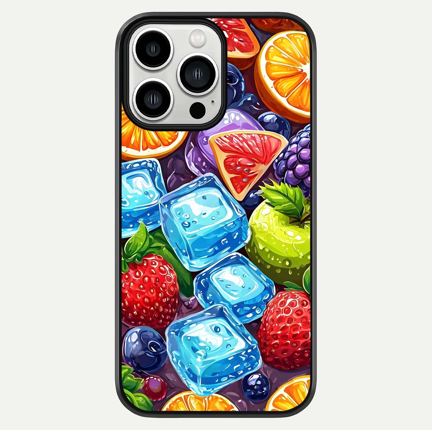 Colorful Fruits With Ice Glass Case For iPhone 13 Pro Max by Custom World