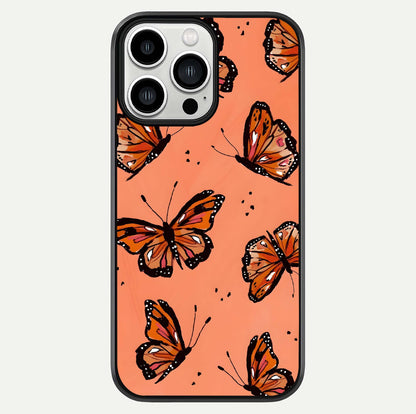 Coral Wing Butterfly Glass Case For iPhone 13 Pro Max by Custom World