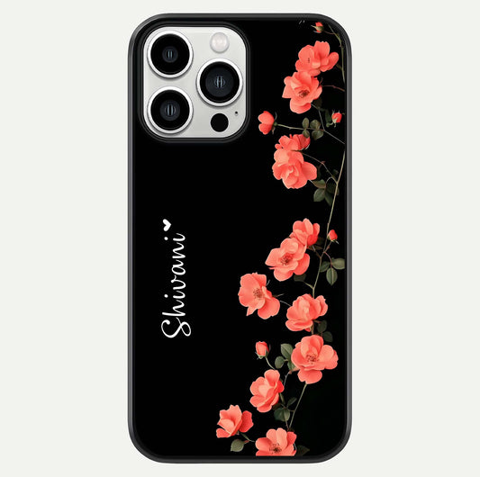Crimson Bloom Grace Custom Name Glass Case For iPhone 13 Pro Max by Custom World