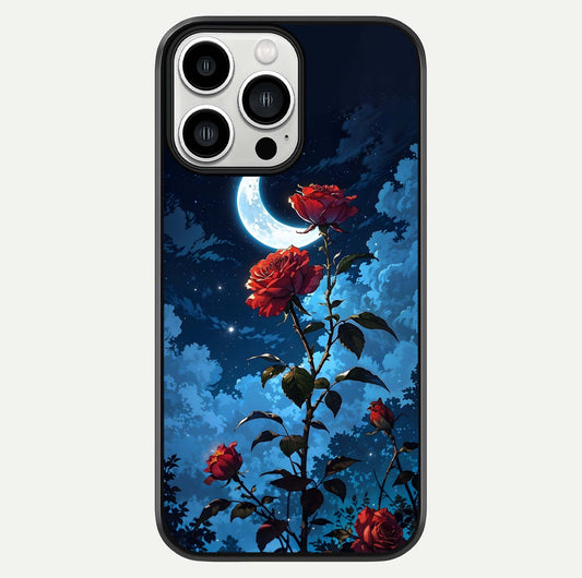 Crimson Rose Moon Glass Case For iPhone 13 Pro Max by Custom World
