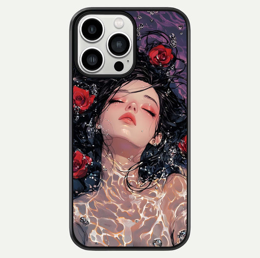 Crimson Rose Serenity Glass Case For iPhone 13 Pro Max by Custom World