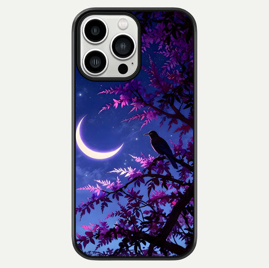 Crow & Moon Scenery Glass Case For iPhone 13 Pro Max by Custom World