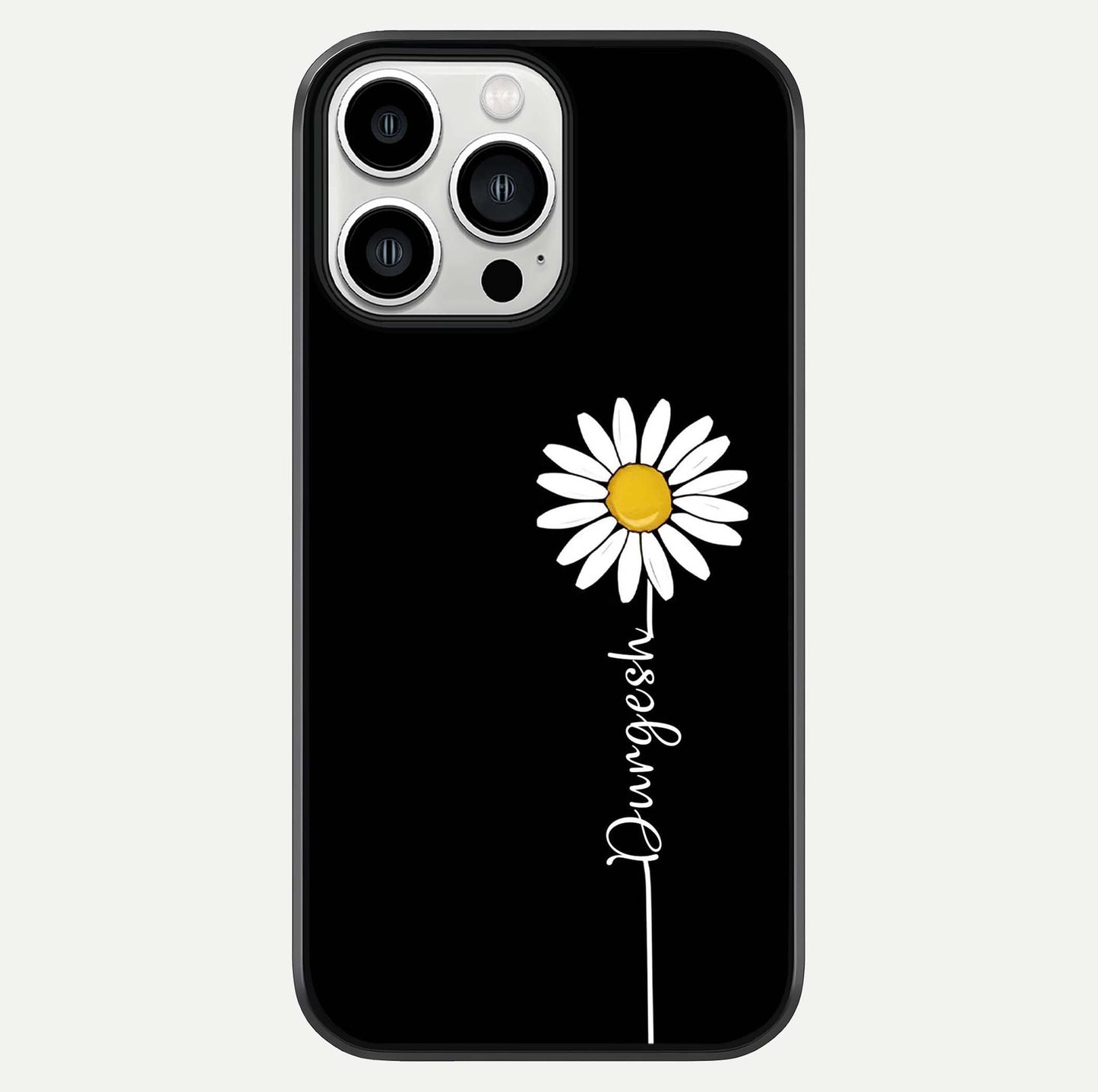 Custom Name White Flower Glass Case For iPhone 13 Pro Max by Custom World