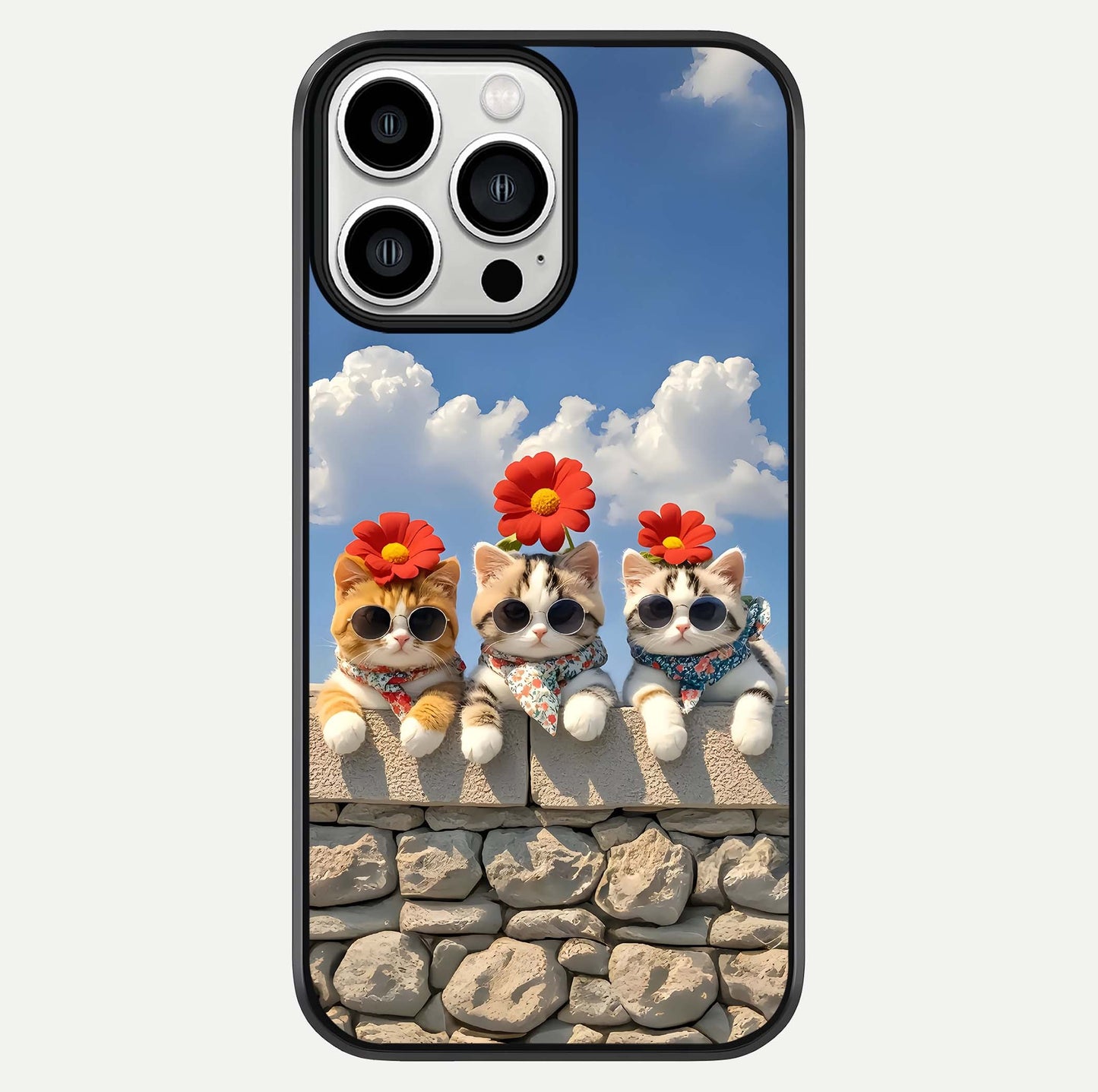 Floral Kitty Squad Glass Case For iPhone 13 Pro Max by Custom World