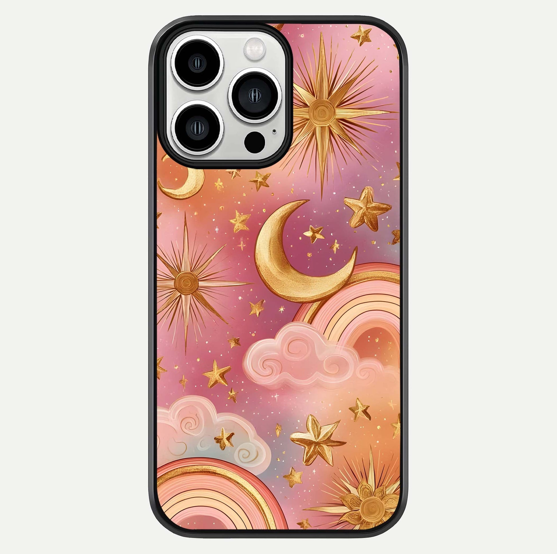 Golden Celestial Dreams Glass Case For iPhone 13 Pro Max by Custom World