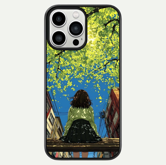 Golden Leaves Glow Glass Case For iPhone 13 Pro Max by Custom World
